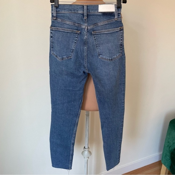 RE/DONE 90s High Rise Ankle Crop High Rise Indigo Storm Blue Skinny Jeans EUC 26 - Picture 2 of 10